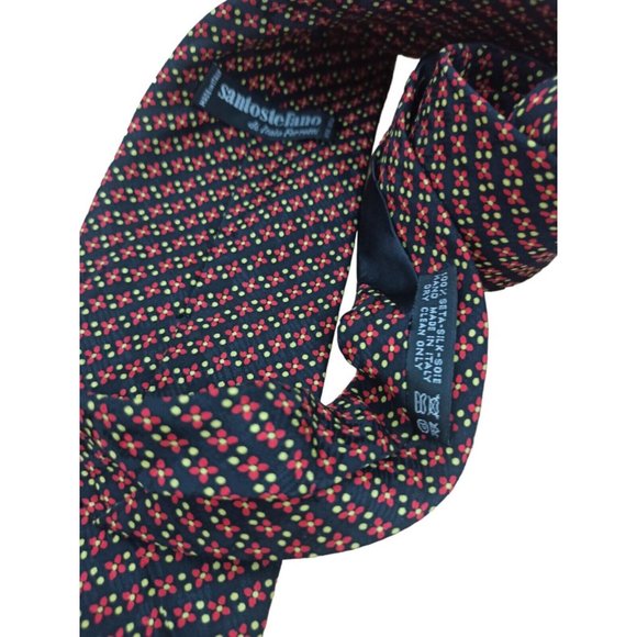 SANTOSTEFANO DI ITALO FERRETTI Navy Floral Silk Tie ITALY 59"/ 4" EC - Picture 3 of 11